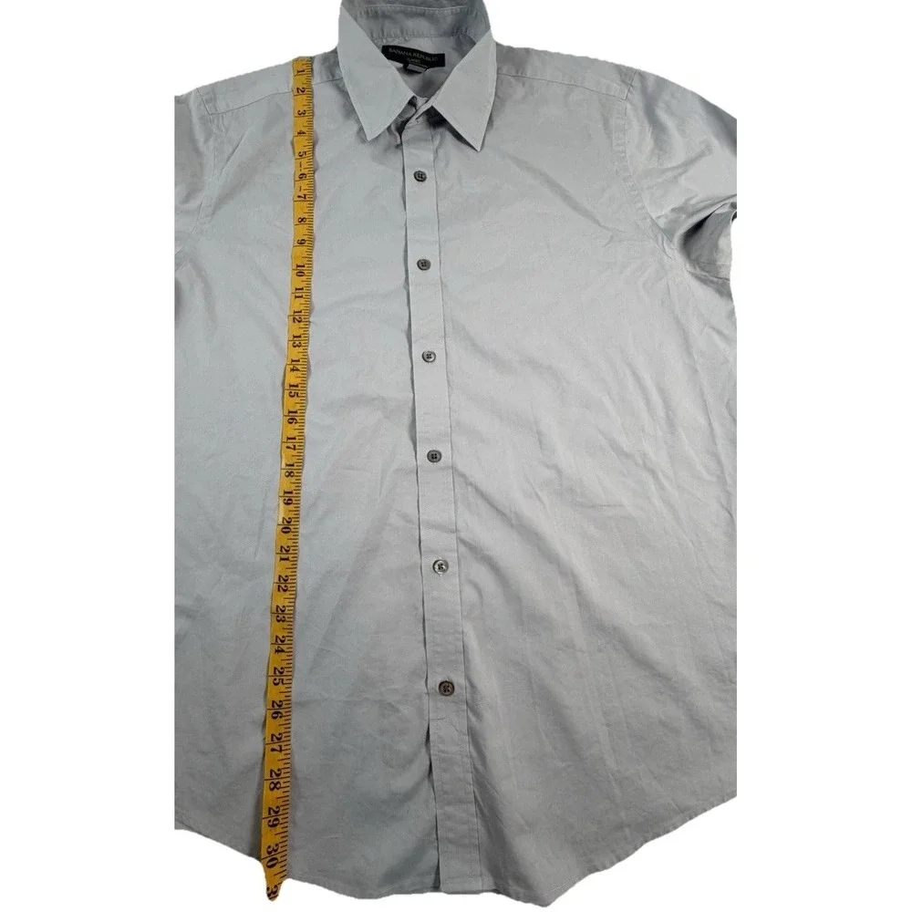 Banana Republic Shirt Mens Large L Solid Gray Classic Fit Button Up‎